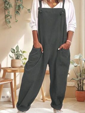 SHEIN Dark Gray Casual Loose-Fit Overalls Jumpsuit